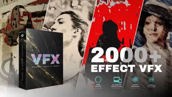 AE/PR脚本-2000+艺术手绘素描水彩贴纸视频创意特效 Videohive VFX Effects Pack V2-喵星资源网