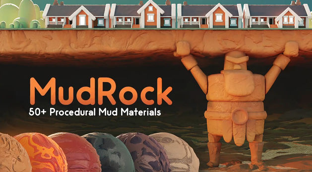 Blender泥巴泥岩粘土石头熔岩材质着色器资产预设 MudRock Procedural Materials V2.0-喵星资源网