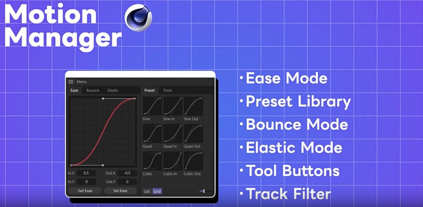 关键帧曲线缓冲动画C4D插件-Motion Manager V1.1.4-喵星资源网