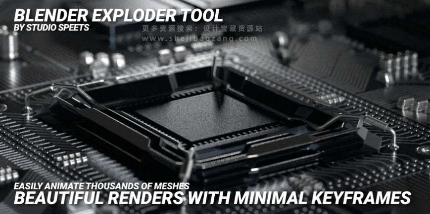 3D模型解体动画Blender插件：Exploder Tool v1.57-喵星资源网