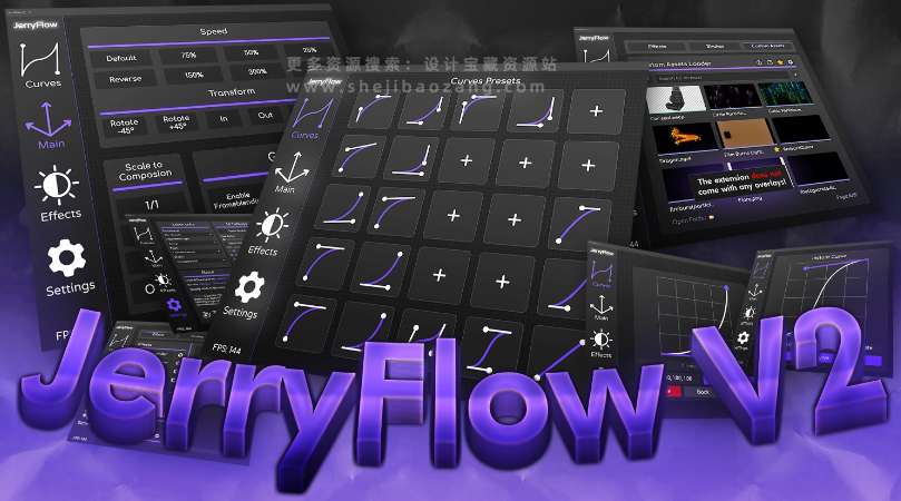 AE关键帧曲线缓入缓出动画调整预设脚本：JerryFlow V2 v2.0.1+使用教程-喵星资源网