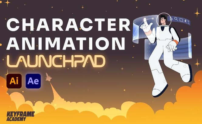 AE教程 卡通人物角色动作绑定MG动画制作 Character Animation Launchpad-喵星资源网