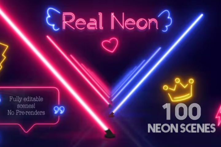 AE模板-100组霓虹发光酷炫创意图形动画 Real Neon-喵星资源网