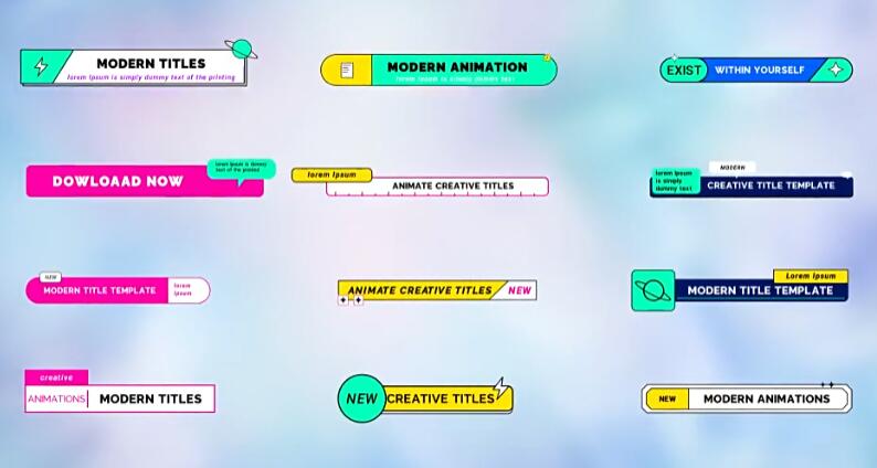 AE模板 12组极简迷你卡通文字标题字幕条动画 Minimalist lower thirds-喵星资源网