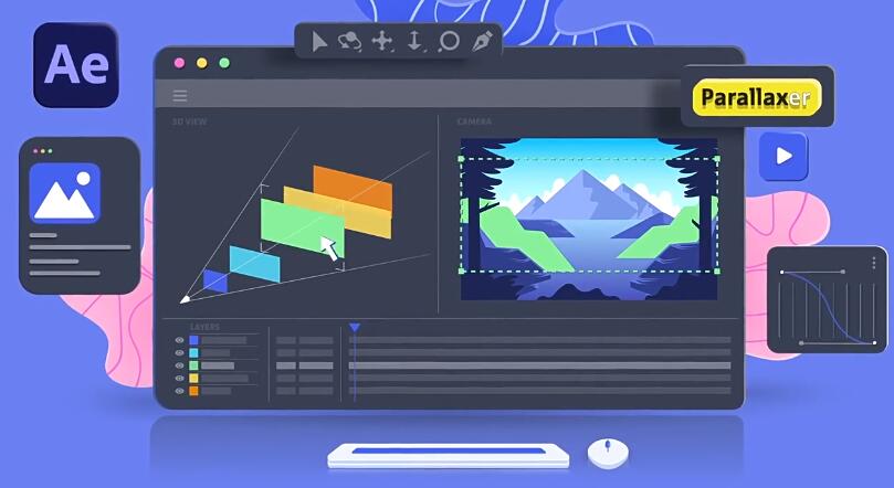 AE脚本 一键快速生成摄像机空间视差MG场景动画 Parallaxer v3.0+使用教程-喵星资源网