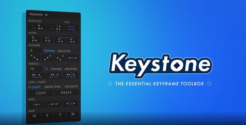 AE脚本 关键帧复制粘贴对齐镜像拉伸调节控制 Keystone v1.1.6-喵星资源网