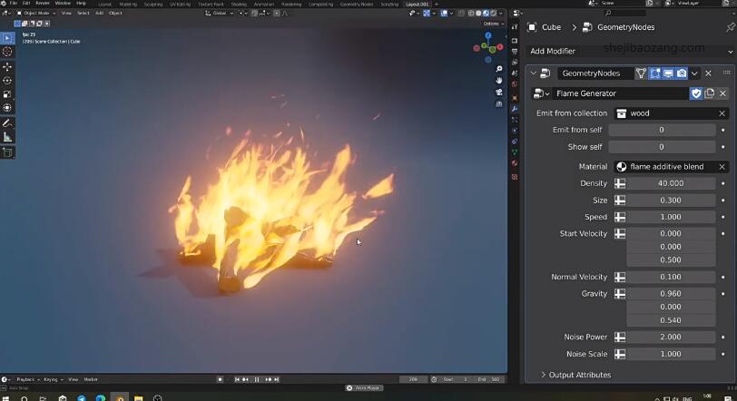 Blender实时火焰生成插件Realtime Flame Generator-喵星资源网