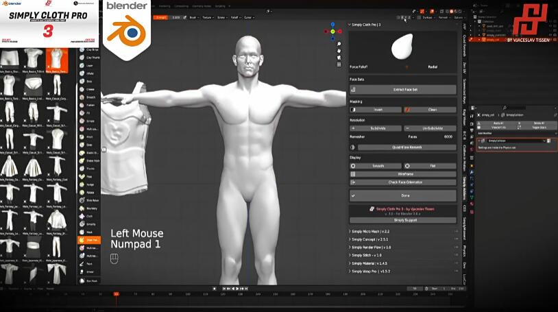 Blender插件 三维布料模拟生成器 Simply Cloth Pro 3.0-喵星资源网