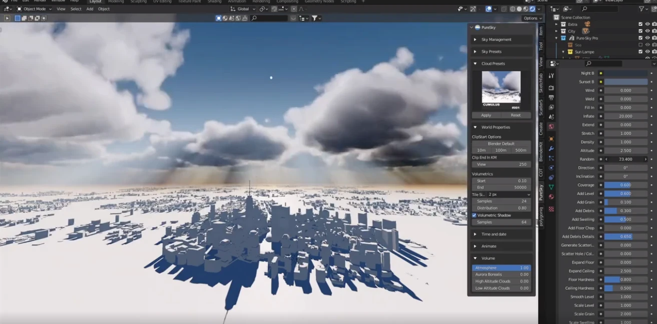 Blender插件 天空丁达尔真实光效预设 Pure-Sky Pro V6.0.81-喵星资源网