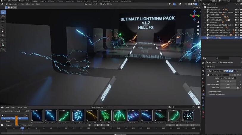 Blender插件 电流闪电特效预设包Ultimate Lightning Pack V1.2-喵星资源网