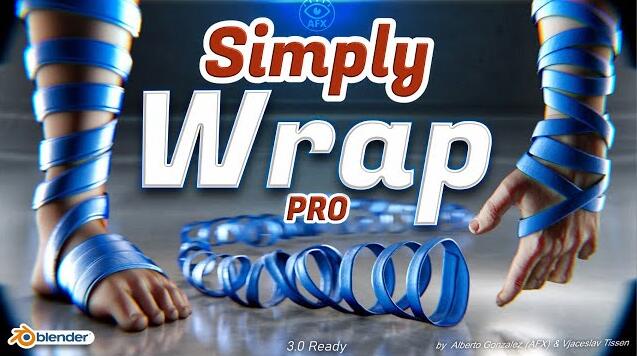 Blender插件 绳子绸带样条线缠绕 Simply Wrap Pro v1.5.2+预设库-喵星资源网