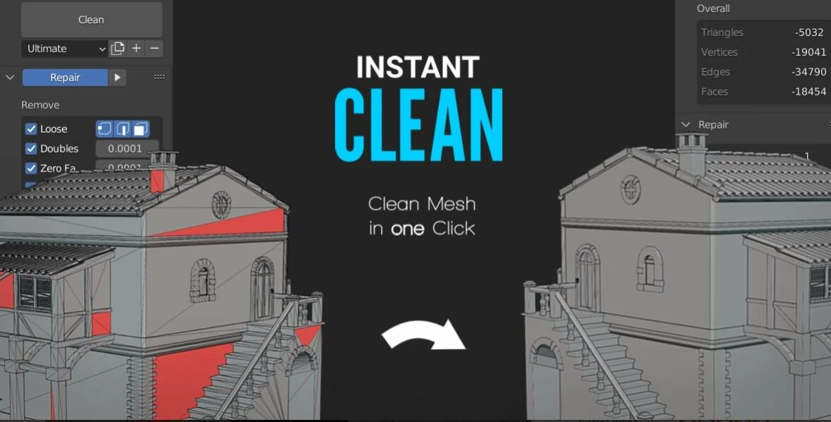 Blender插件 网格清理布线优化 Instant Clean V2.0.1-喵星资源网