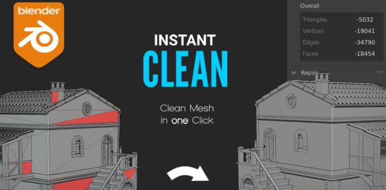 Blender插件 网格清理布线优化 Instant Clean V2.0.1-喵星资源网