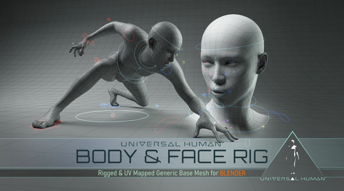 Blender插件-角色身体面部一键绑定 Universal Human Body和Face Rig v2.1.1-喵星资源网