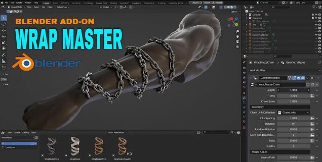 Blender预设 绳索缠绕资产 Wrap Master V1.1 + 使用教程-喵星资源网