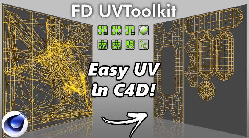 C4D插件 快速展UV FD UVToolkit 1.1 For C4D R23-2024-喵星资源网