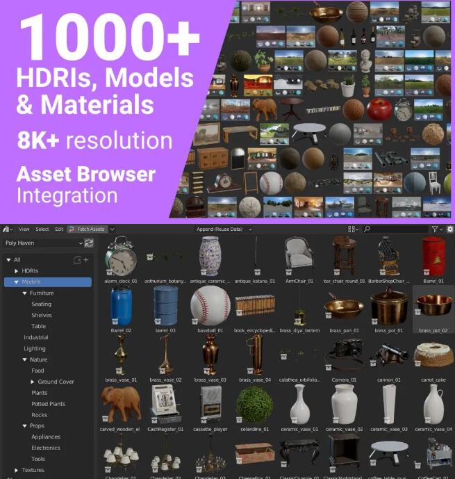 千款Blender材质预设合集！教你把Poly Haven全站付费资源搞下来！-喵星资源网
